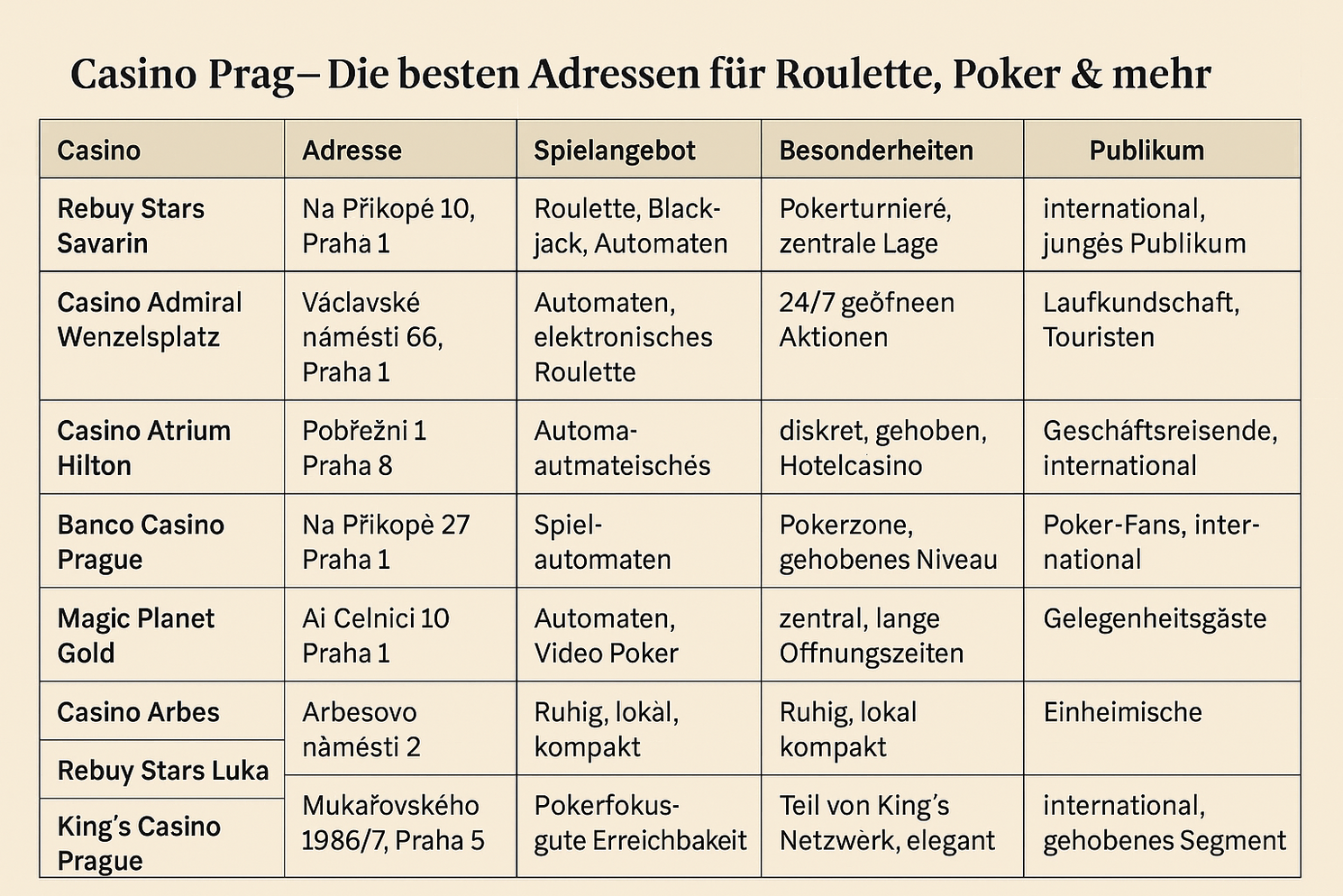 Grafik Prager Casinos