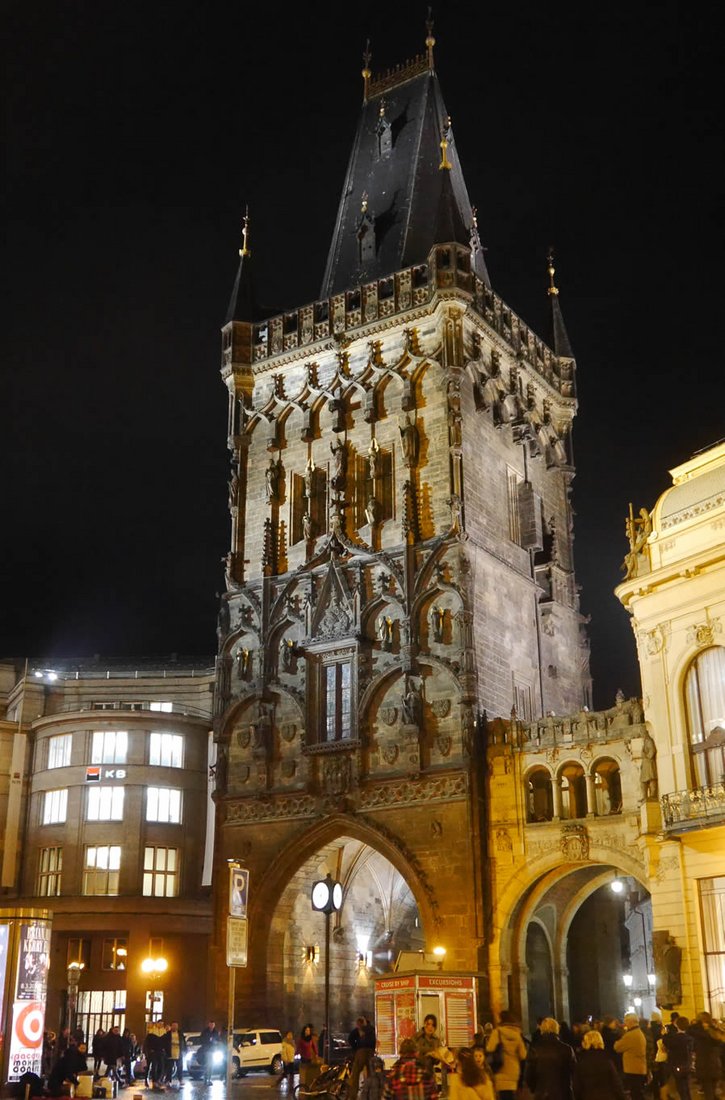 Prager Pulverturm bei Nacht Bild Prager Pulverturm bei Nacht