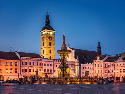 České Budějovice bei Nacht